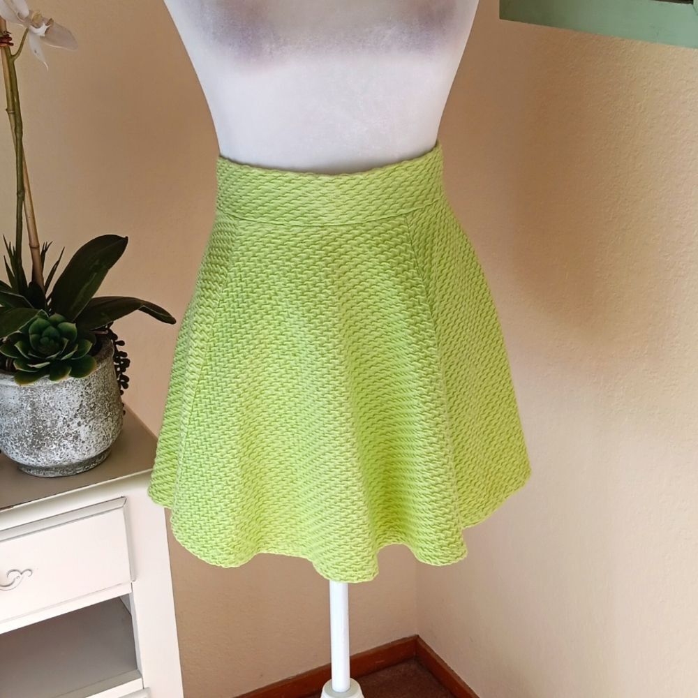 Divided Textured Mini Skirt. Skater.